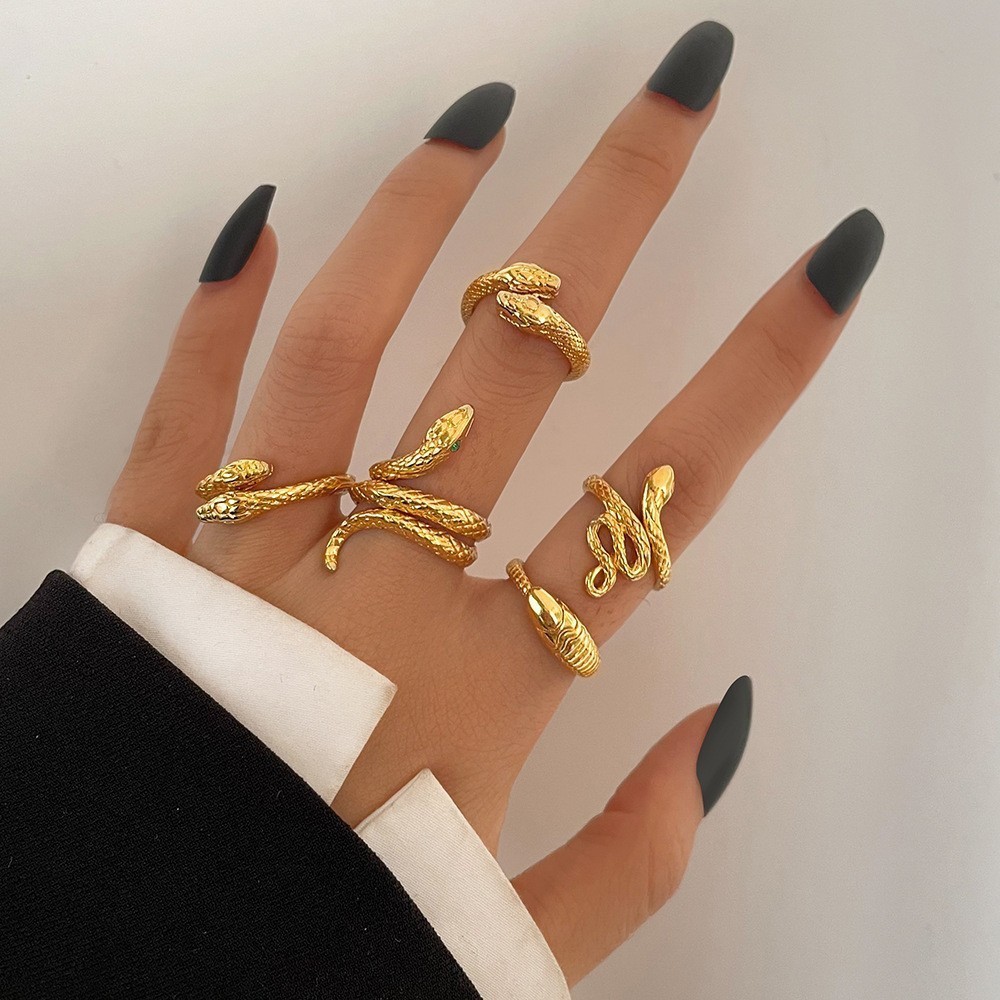 Micro-Painted Snake Ring 5-Piece Set