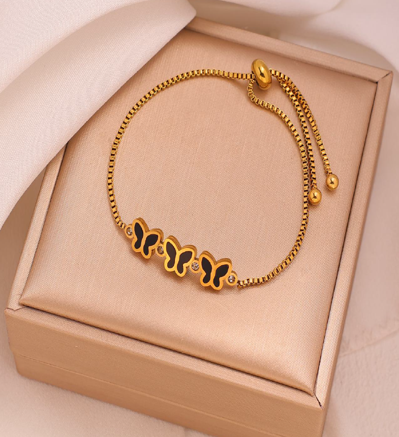 Luxury Triple Butterfly Crystal Adjustable Bracelet for Women